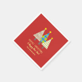 Persönlicher roter Weihnachtsbaum Serviette (Ecke)