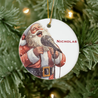 Persönlicher singender Weihnachtsmann  Keramik Ornament