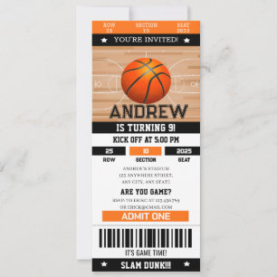 Persönlicher Slam Dunk Birthday Bash Sport Ticket Einladung