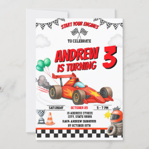 Persönlicher Sportjunge Race Car Geburtstagsfeier  Einladung