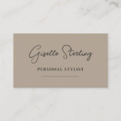 Persönlicher Stylist Neutral Taupe Script QR Code Visitenkarte (Vorderseite)