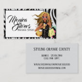 Persönlicher Stylist Weibliche mit Zebra Hintergru Visitenkarte (Vorne/Hinten)