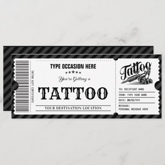Persönlicher Tattoo erhält einen Geschenkgutschein Einladung (Vorne/Hinten)