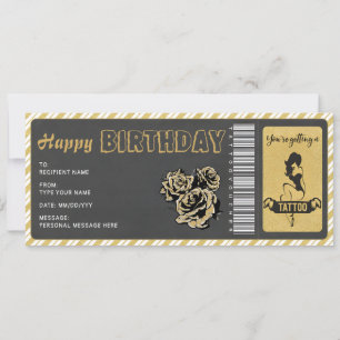 Persönlicher Tattoo-Geschenkgutschein Ticket Einladung