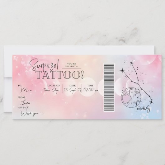 Persönlicher Taurus Tattoo Geburtstag Geschenkguts Einladung (Vorderseite)
