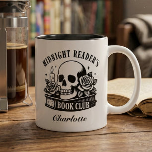 Persönlicher Totenkopf für Bücherliebhaber Zweifarbige Tasse