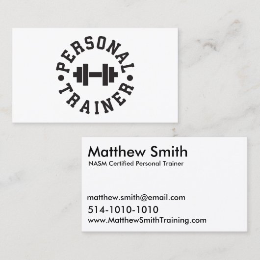 Persönlicher Trainer - Dumbbell-Logo - Gewohnheit Visitenkarte (Vorne/Hinten)