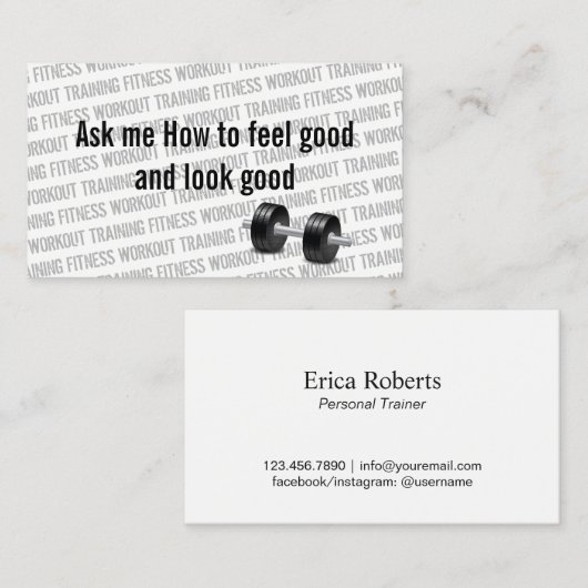 Persönlicher Trainer-Fitnessdumbbell-coole Visitenkarte (Vorne/Hinten)