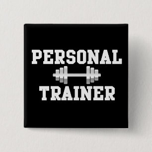 Persönlicher Trainer Schwarzweiss-Dumbell Training Button