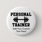 Persönlicher Trainer Schwarzweiss-Dumbell Training Button (Vorderseite)