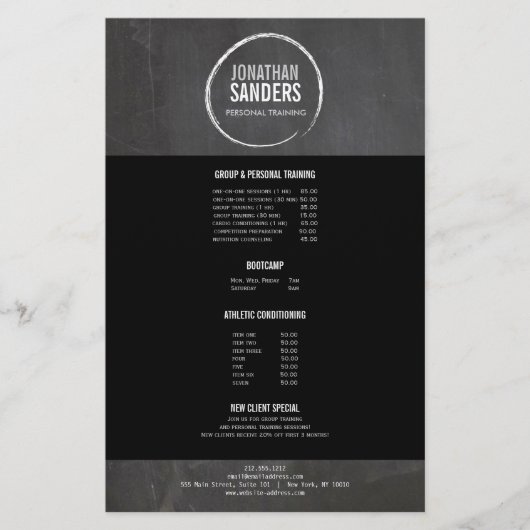 PERSÖNLICHER TRAINER SKETCH LOGO Flyer (Vorne)