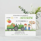 Persönlicher Traktor Geburtstag Einladung (Stehend Vorderseite)