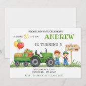 Persönlicher Traktor Geburtstag Einladung (Vorne/Hinten)