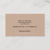 Persönlicher Visitenkarte (Rückseite)