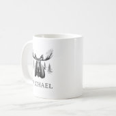 Persönlicher Wald-Elch im Winter Kaffeetasse (Vorderseite Links)