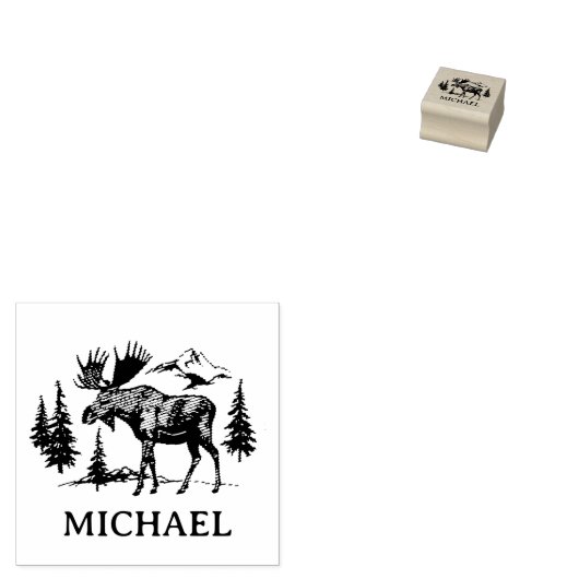 Persönlicher Wald-Winter-Elch Gummistempel (Stempel)