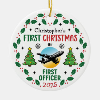 Persönlicher Weihnachtsgruß für den Ersten Offizie Keramik Ornament