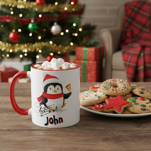 Persönlicher Weihnachtsgruß-Pinguin Tasse