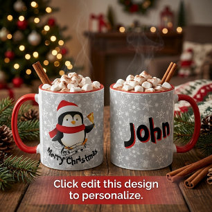 Persönlicher Weihnachtsgruß-Pinguin Tasse