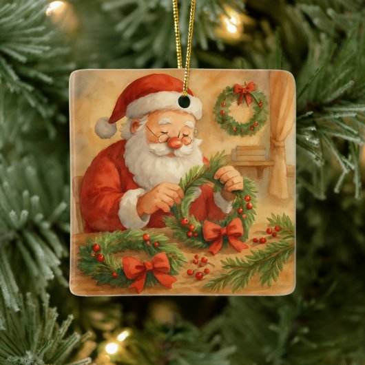 Persönlicher Weihnachtskränze-Workshop von Santa Keramikornament (Baum)