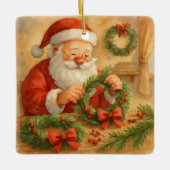 Persönlicher Weihnachtskränze-Workshop von Santa Keramikornament (Vorderseite)
