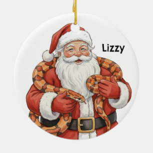 Persönlicher Weihnachtsmann mit Kornnatter Keramik Ornament