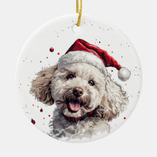 Persönlicher Weihnachtspoodlehund Keramik Ornament