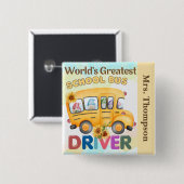 Persönlicher Weltbester Schulbusfahrer Button (Vorne & Hinten)