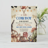Persönlicher Western Eine kleine CowBoy Babydusche Einladung (Stehend Vorderseite)