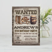 Persönlicher Western Vintag Cowboy Geburtstag Einladung (Stehend Vorderseite)