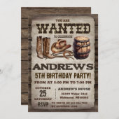 Persönlicher Western Vintag Cowboy Geburtstag Einladung (Vorne/Hinten)