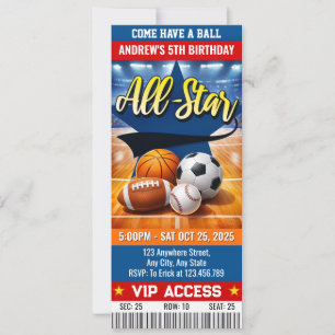 Persönliches All-Star-Geburtstagsfeier-Ticket Einladung