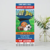 Persönliches All Star-Geburtstagsparty-Ticket Einladung (Stehend Vorderseite)