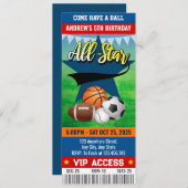 Persönliches All Star-Geburtstagsparty-Ticket Einladung (Vorne/Hinten)