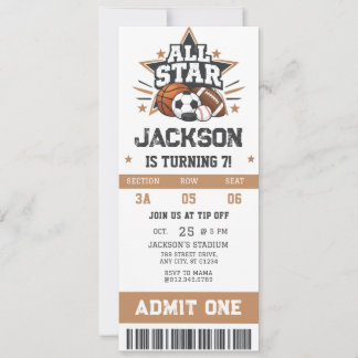 Persönliches All-Star-Sport-Ticket zum Geburtstag Einladung