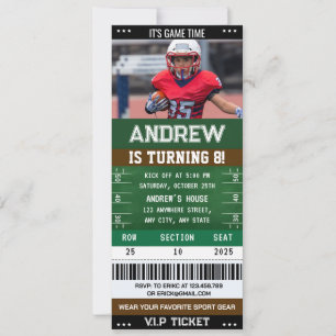 Persönliches American Football Ticket Geburtstagsf Einladung