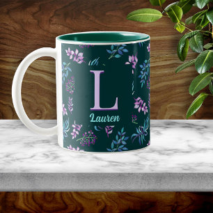 Persönliches Aquarell-Blumengarten-Motiv Zweifarbige Tasse
