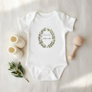 Persönliches Baby-Body mit Olivenkranz   Perso Baby Strampler