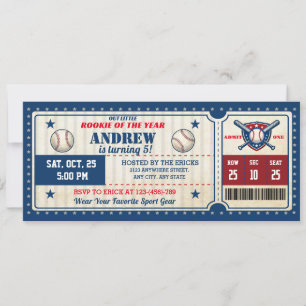 Persönliches Baseball-Party-Ticket zum Geburtstag Einladung