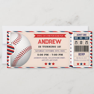 Persönliches Baseball-Ticket zum Geburtstag Einladung