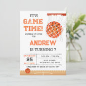 Persönliches Basketball Geburtstags Einladung Part (Stehend Vorderseite)