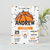 Persönliches Basketball Geburtstags Einladung Part (Stehend Vorderseite)