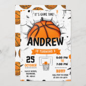 Persönliches Basketball Geburtstags Einladung Part (Vorne/Hinten)