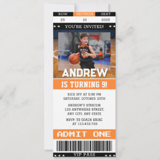 Persönliches Basketball-Geburtstags-Ticket mit Bil Einladung
