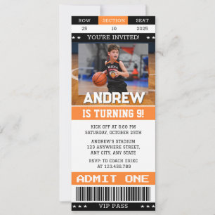 Persönliches Basketball-Geburtstags-Ticket mit Bil Einladung