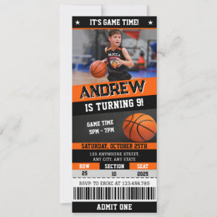 Persönliches Basketball-Geburtstags-Ticket mit Bil Einladung
