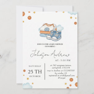 Persönliches Basketball-Thema Baby Shower Text Einladung