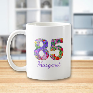 Persönliches Blumengeschenk zum 85. Geburtstag für Kaffeetasse