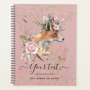 Persönliches Boho-Fuchs-Federn-Andenken-Geschenk Planer