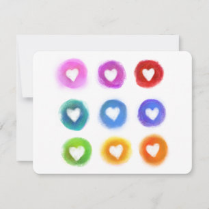 Persönliches Briefpapier: Regenbogen-Liebesherzen Mitteilungskarte